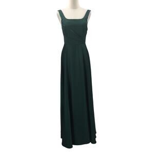 AW BRIDAL 4 S hunter green satin wedding formal party maxi dress NEW B111